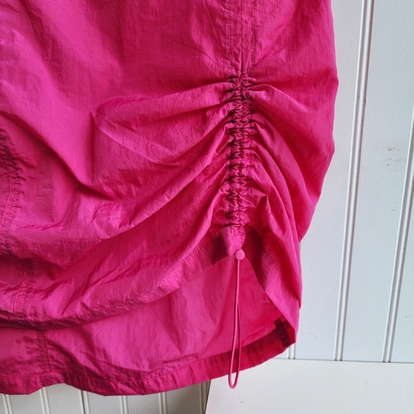 Rare NO COMMENT Women's Hot Pink SKIRT Rutched Sides Midi Skirt Sports Sz L - Picture 2 of 12